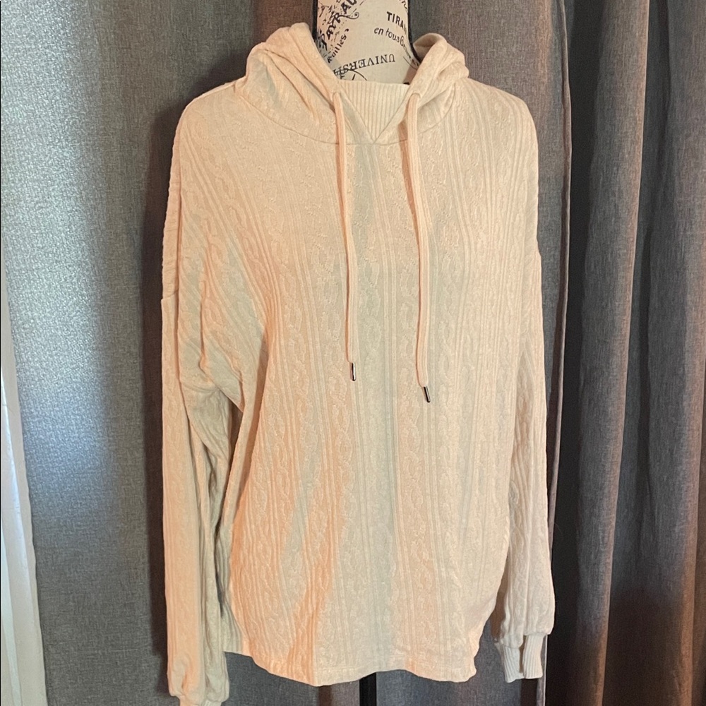 P.J. Salvage Cream Cable-Knit Hooded Pullover